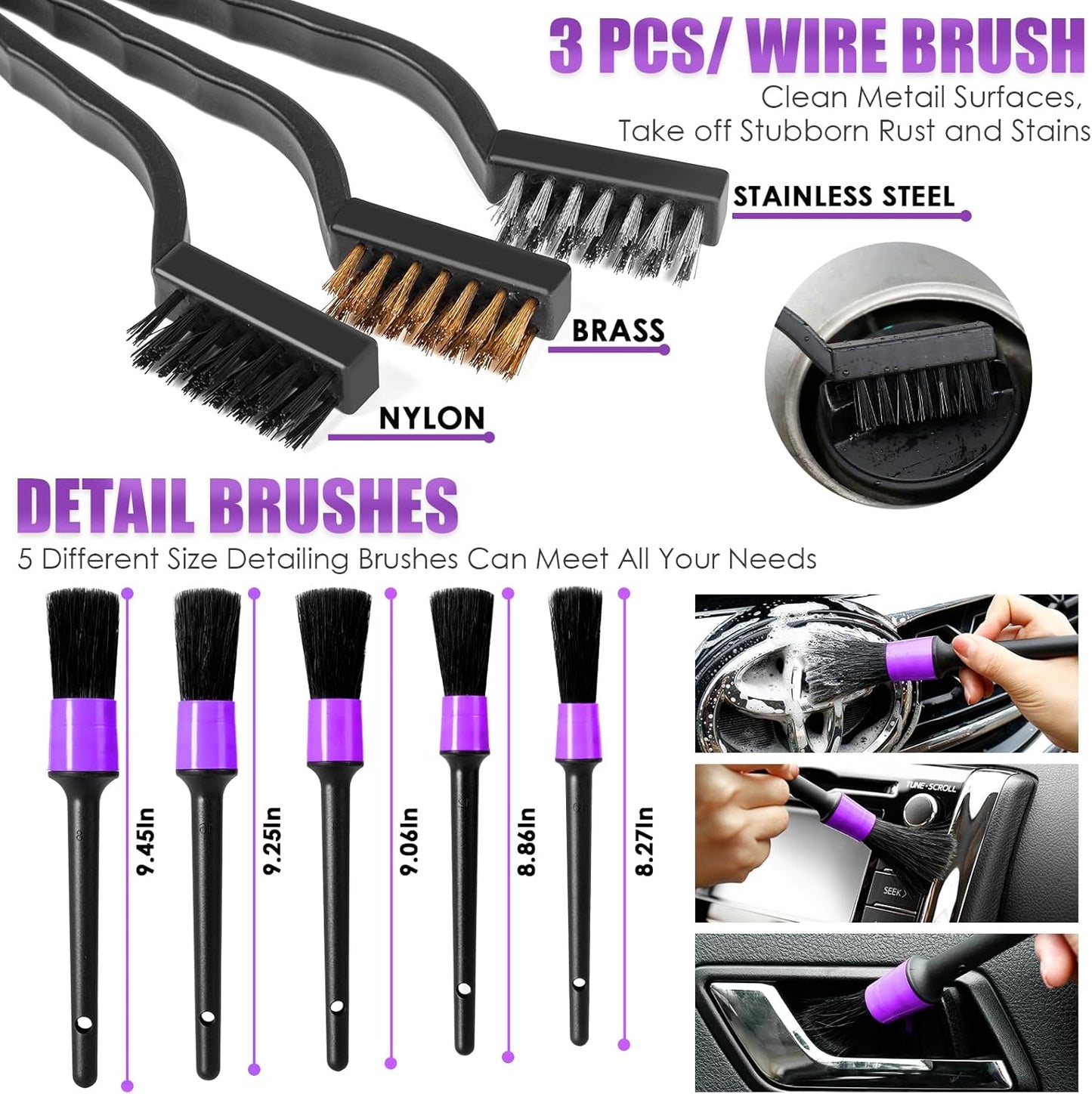 17pcs Car Cleaning Kit, Pink Car Interior Detailing Kit with High Power Handheld Vacuum, Detailing Brush Set, Windshield Cleaner, Cleaning Gel, Complete Auto Accessories for Women Gift