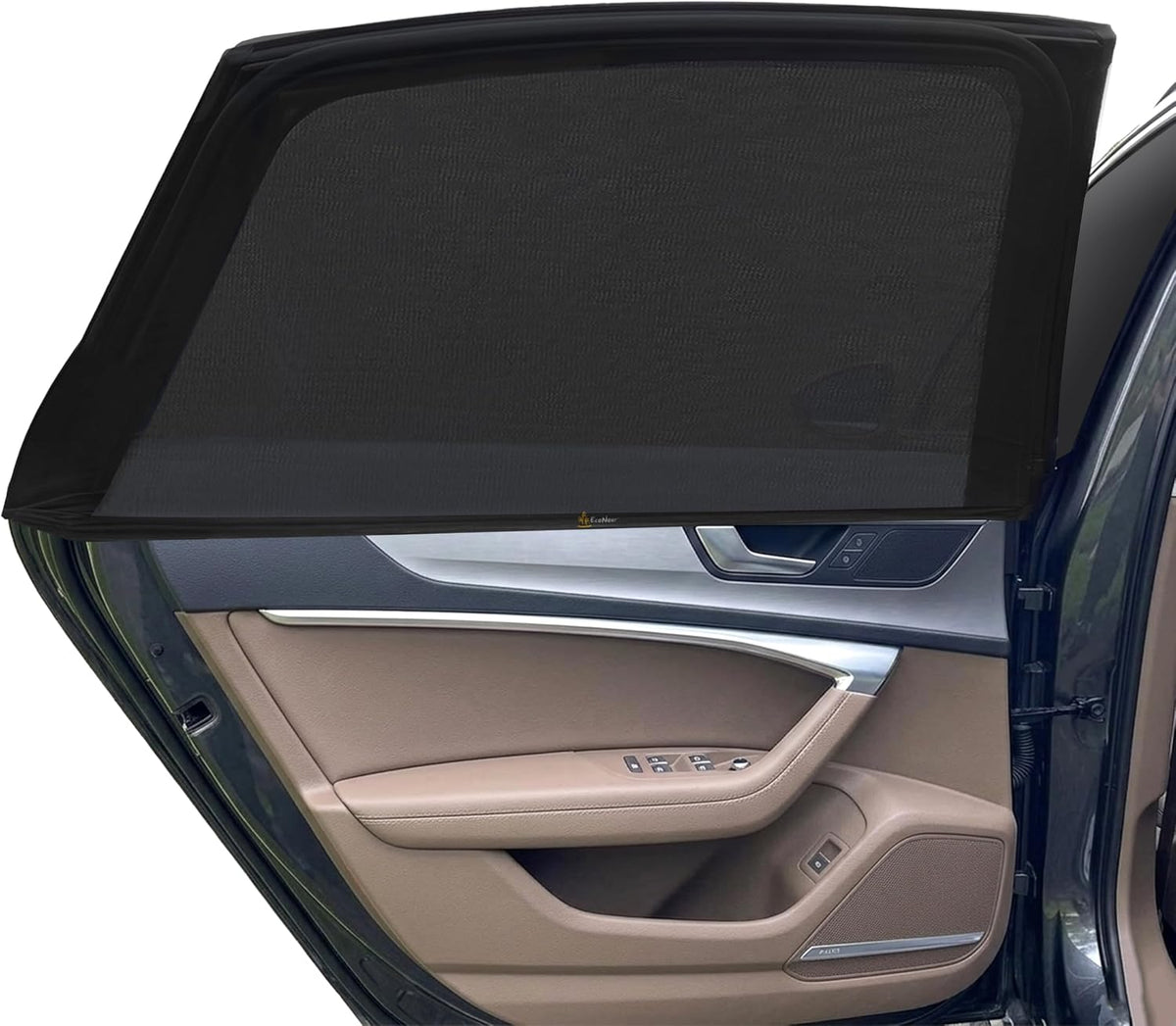 EcoNour Car Window Shades for Side Windows (Pack of 2) | Sun Shade for Car Heat and UV Protection | Adjustable Elastic Fabric Baby Car Shade | Rear Side Window Sun Shade Accessories (Large 21"x36")