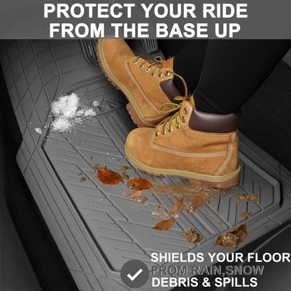 CAR PASS Heavy Rubber Car Floor Mats, Deep Waterproof Car Mats All Weather, Universal Trim-to Fit Automotive Floor Mats for Car SUV Truck Van, Durable Floor Liners Solid Black