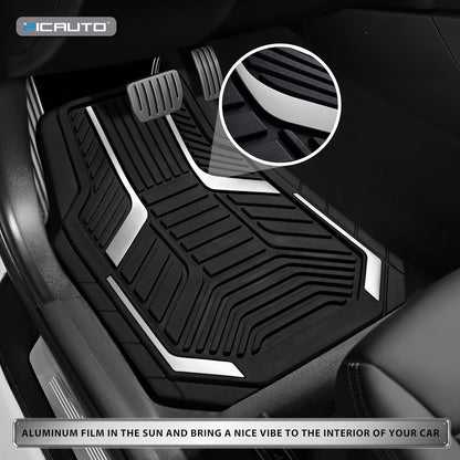 PIC AUTO Heavy Duty Rubber Floor Mats, Purple Aluminum Film Car Mats Set, Front and Rear Car Mats with Anti-Slip Backing, All Weather Protection, Trim-to-Fit for Automotive SUV, Sedan, Van