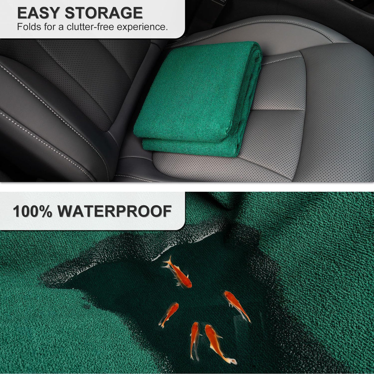Waterproof Sweating Car Seat Cover for Post Gym Workout, Running, Swimming, Beach and Hiking, Universal Fit Non-Slip Towel Bucket Seat Protector for Cars SUV Trucks, Machine Washable (Grey)