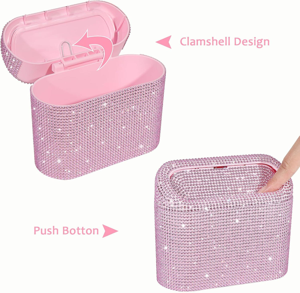 Accmor Car Trash Can with Lid, Mini Auto Dustbin Garbage Organizer Holder 2 Packs, Automotive Storage Container Bin with 60 Pcs Bags for Vehicle, Home, Office