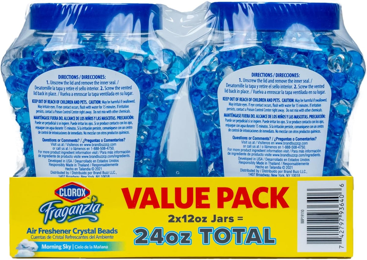Clorox Fraganzia Crystal Beads Air Freshener, Long Lasting Room Deodorizer and Odor Eliminator Gel Beads to Freshen Home, Car, or Office, Fresh Ocean Breeze Scent, 12 Fl Oz