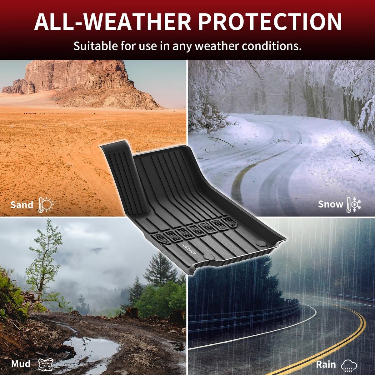 LASFIT Floor Mats for Jeep Grand Cherokee WL 2022-2025 2026 5-Seat (Include 4xe, NOT for L), All Weather TPE Custom Fit Car Mats Floor Liners Cargo Liner Cargo Mat Trunk Mat Black