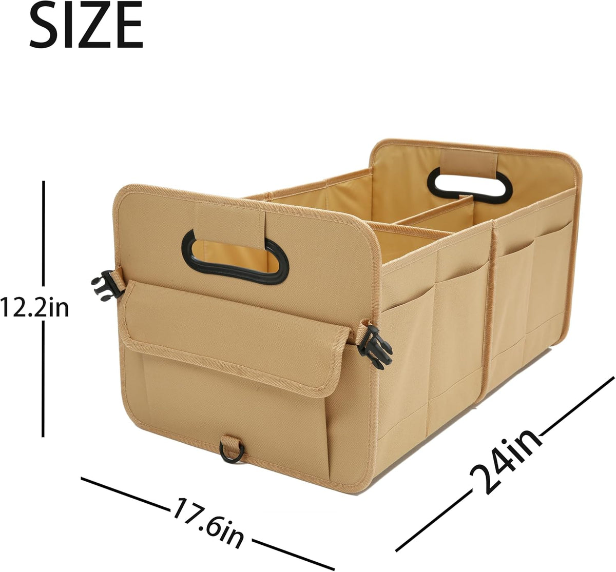 AOKJOY Car Trunk Organizer Car Storage Organizer Collapsible Multi Compartment Car Organizer Adjustable Straps for SUV(Beige)