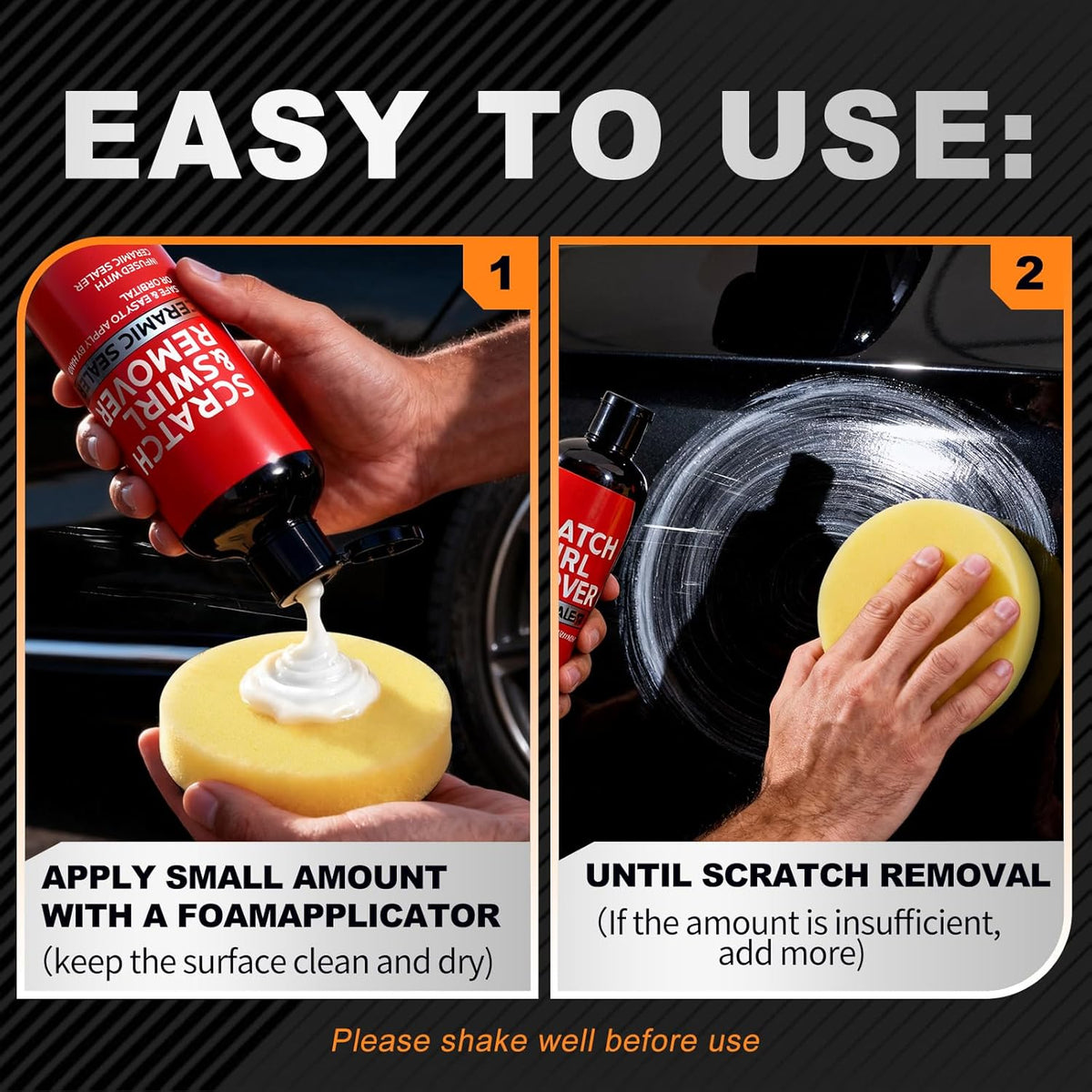 500ml Car Scratch Remover for Vehicles: Automotive Swirls Rrepair Eraser Restorer & Polishing with Buffer Pad - Scratch Eraser Kit for Light Scratches Oxidation & Water Spots (16.9 fl oz)