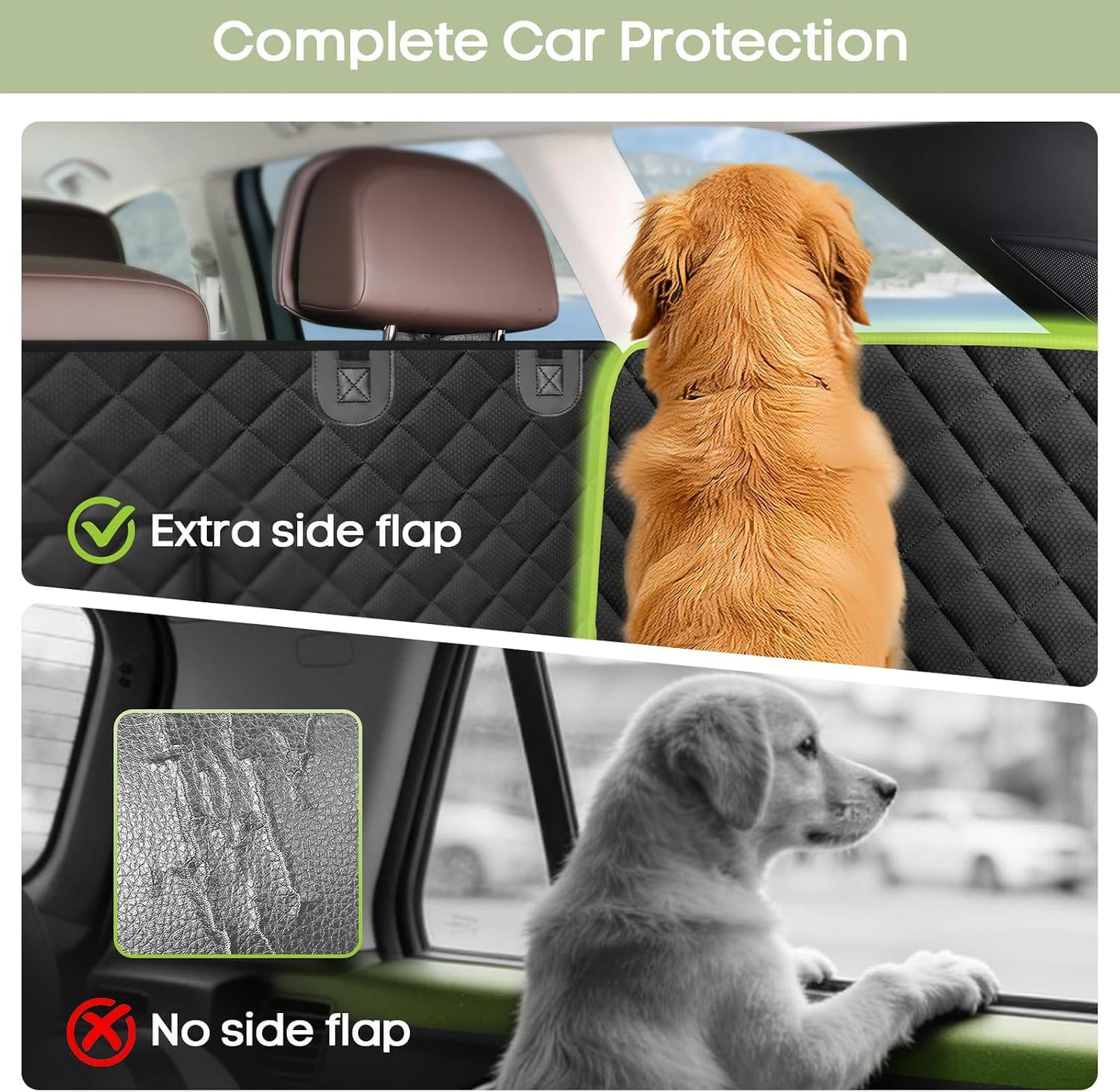 Dog Car Seat Cover, 2 Pack Waterproof Pet Front Seat Car Cover, Full Protection Dog Seat Protector with Side Flaps, Universal Size for Cars, Trucks, SUVs