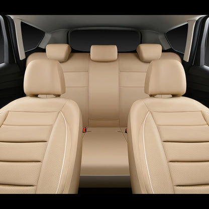 CAR PASS Leather Seat Covers Full Set Universal Water Resistant 3D Foam Back Support, Luxury Comfort Automotive 5 Seat Covers All Season Fit for SUV,Sedan,Van, Airbag Compatible Elegance(Pure Black)