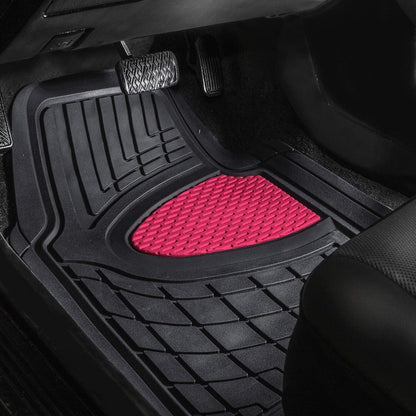 FH Group Automotive Floor Mats - Heavy-Duty Rubber Floor Mats for Cars, Universal Fit Full Set, Climaproof & Trimmable Floor Mats for Most Sedan, SUV, Truck, Black
