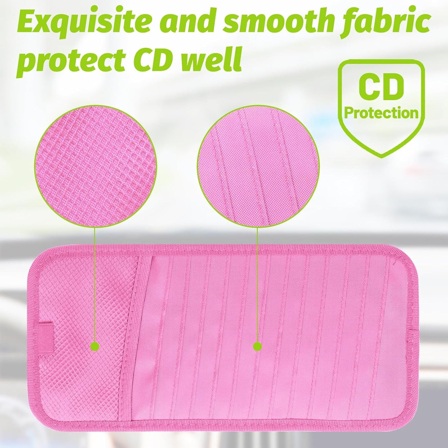 CD Visor Holder for Car, Large Capacity CD & DVD Visor Case, Vehicle Visor Storage Organizer with 12 Disc Sleeves, 1 Mesh Pocket 1 Pen Holder and & Elastic Band (Black)