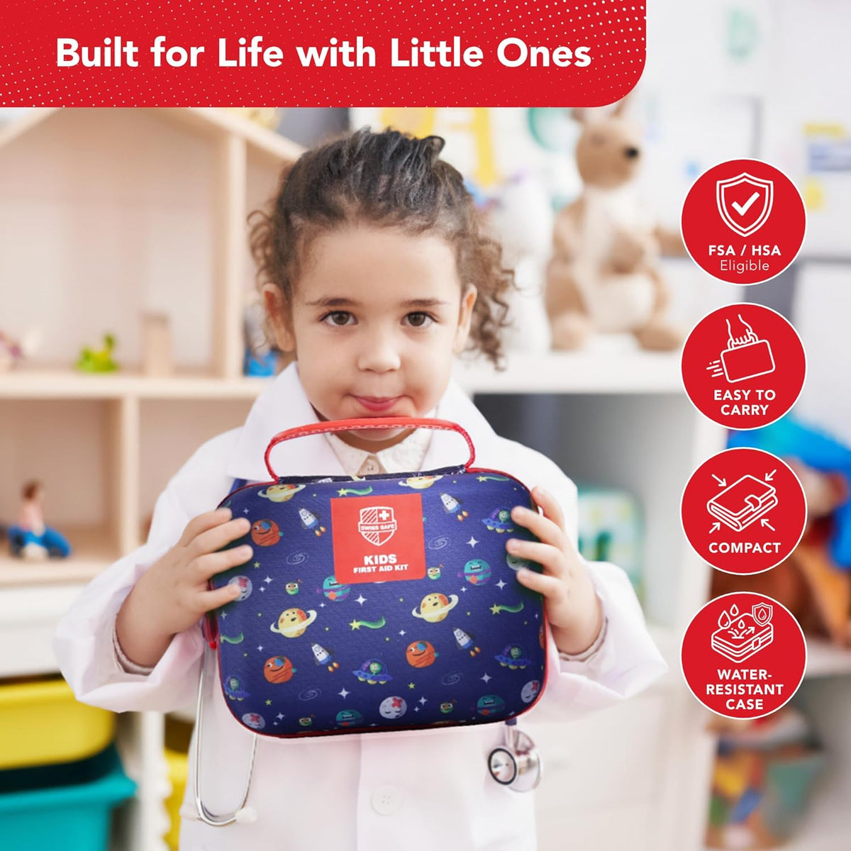 Swiss Safe 2-in-1 First Aid Kit for Car, Travel and Home, 348 Pieces, Large Hardcase with Bonus Mini Kit for Medical Emergency, Survival and Camping