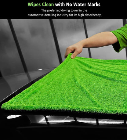 YeewayVeh 'Agile Giant' Car Drying Towel, 28x36 Inch Quick Car Wash Drying Towels, 1400 GSM Super Absorbent, Double Sided Microfiber Towels for Cars Effortless & Scratch-Free Detailing, Green