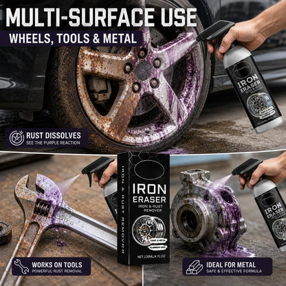 120ml Fast Rust and Iron Remover Spray, Removes Brake Dust and Rust, Safe on Paint, Metal and Aluminum, Wheel and Surface Cleaner, Easy Spray and Rinse