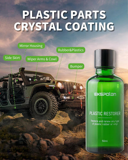 Plastic Trim Restorer for Cars 1.69 OZ (50ML), Black Trim Restorer,Hydrophobic Trim Ceramic Coating,Lasting Up to 12 Months+ with UV Protection,Restore Automotive Exterior Protectant
