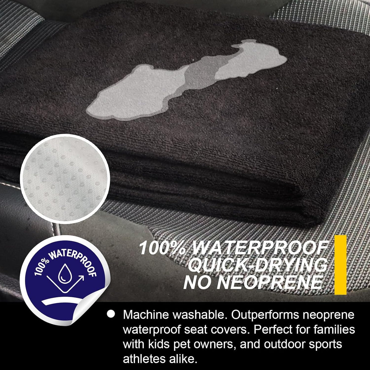 Car Seat Cover Protector Front Seats,for Gym Workout,Running,Swimming,Beach and Hiking,Waterproof Sweat Towel Bucket Seat Covers for Cars SUV Trucks (Black, 1Pcs)