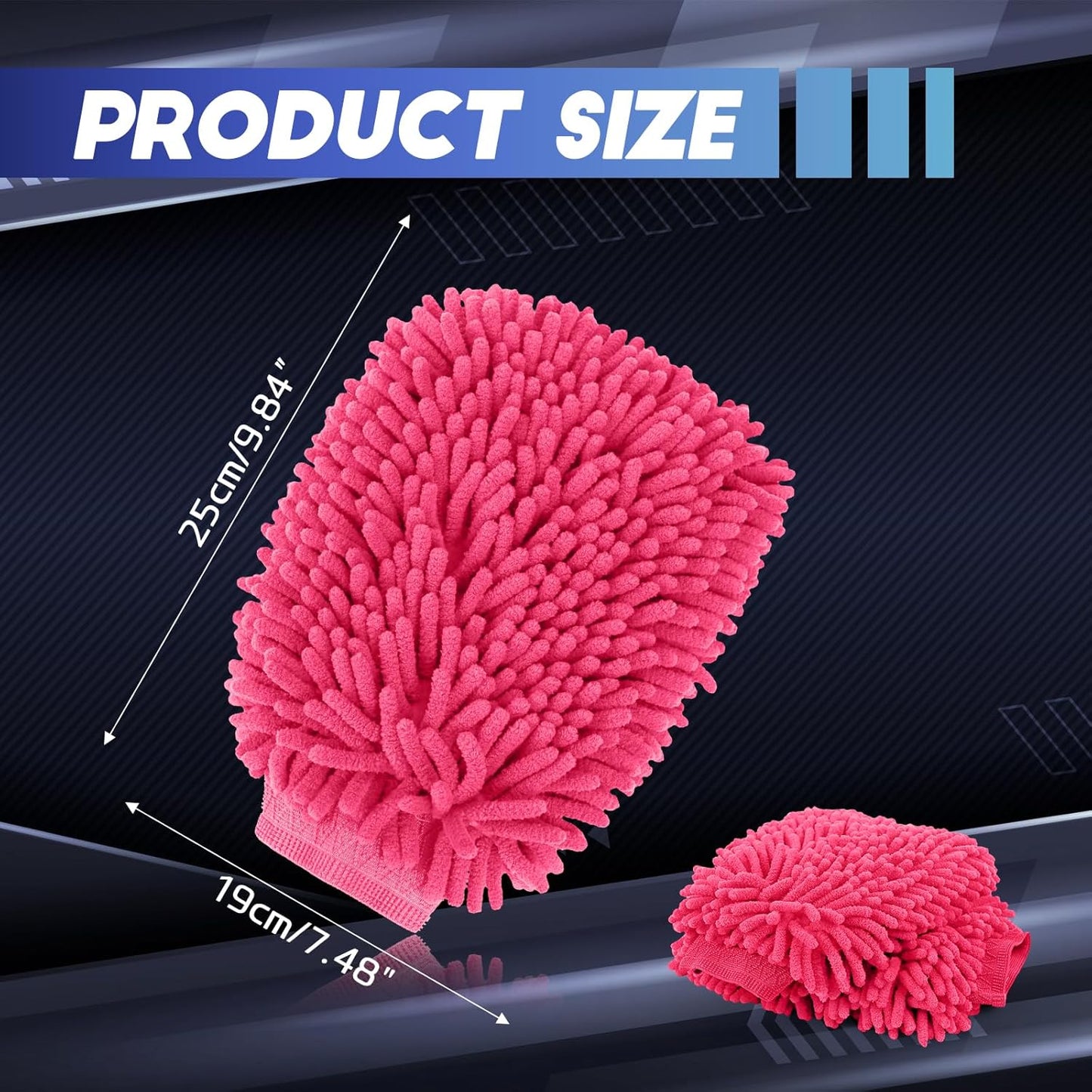 wuyaoyao 2PCS Car Wash Mitt, 10.14"×7.12" Chenille Microfiber Car Wash Mitts, Scratch-Free & Lint-Free, Absorbent Double Sided Clean Glove for Cars Cleaning, Auto Cleaning Supplies (Orange)