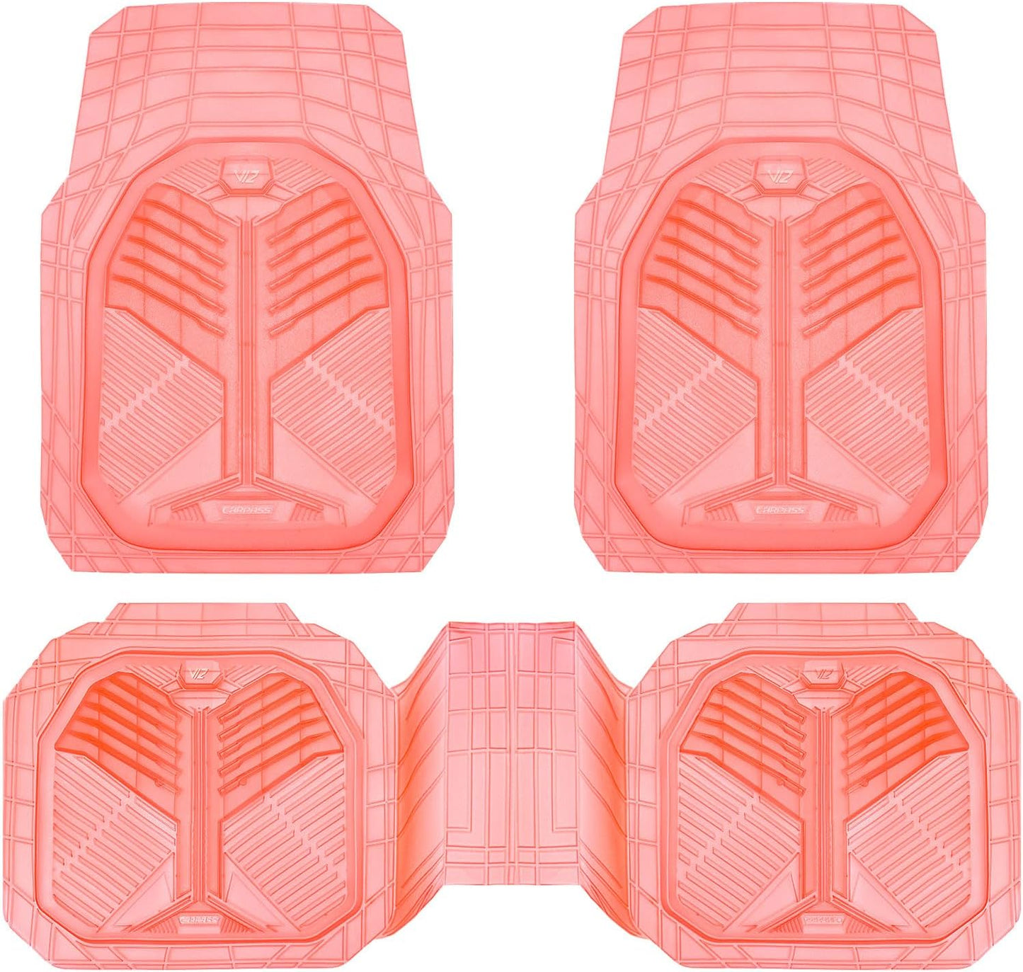 CAR PASS Heavy Duty Rubber Car Mats with Cargo Liner, Deep-Dish Car Floor Mats and Trunk Mat All Weather, Universal Trim-to-Fit for SUVs Trucks Sedans, Waterproof Anti-Slip, Trimmable V12 Black