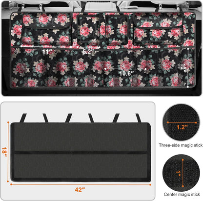 esouler Car Trunk Organizer, Super Capacity Backseat Car Organizer for SUV/Truck/MPV(42"*18"), Hanging Car Storage Organizer with 8 Pocekts, Car Accessories for Women and Men- Black
