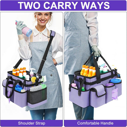 Cleaning Caddy,Cleaning Bag for Housekeepers,Cleaning Supplies Organizer with Handle,Black
