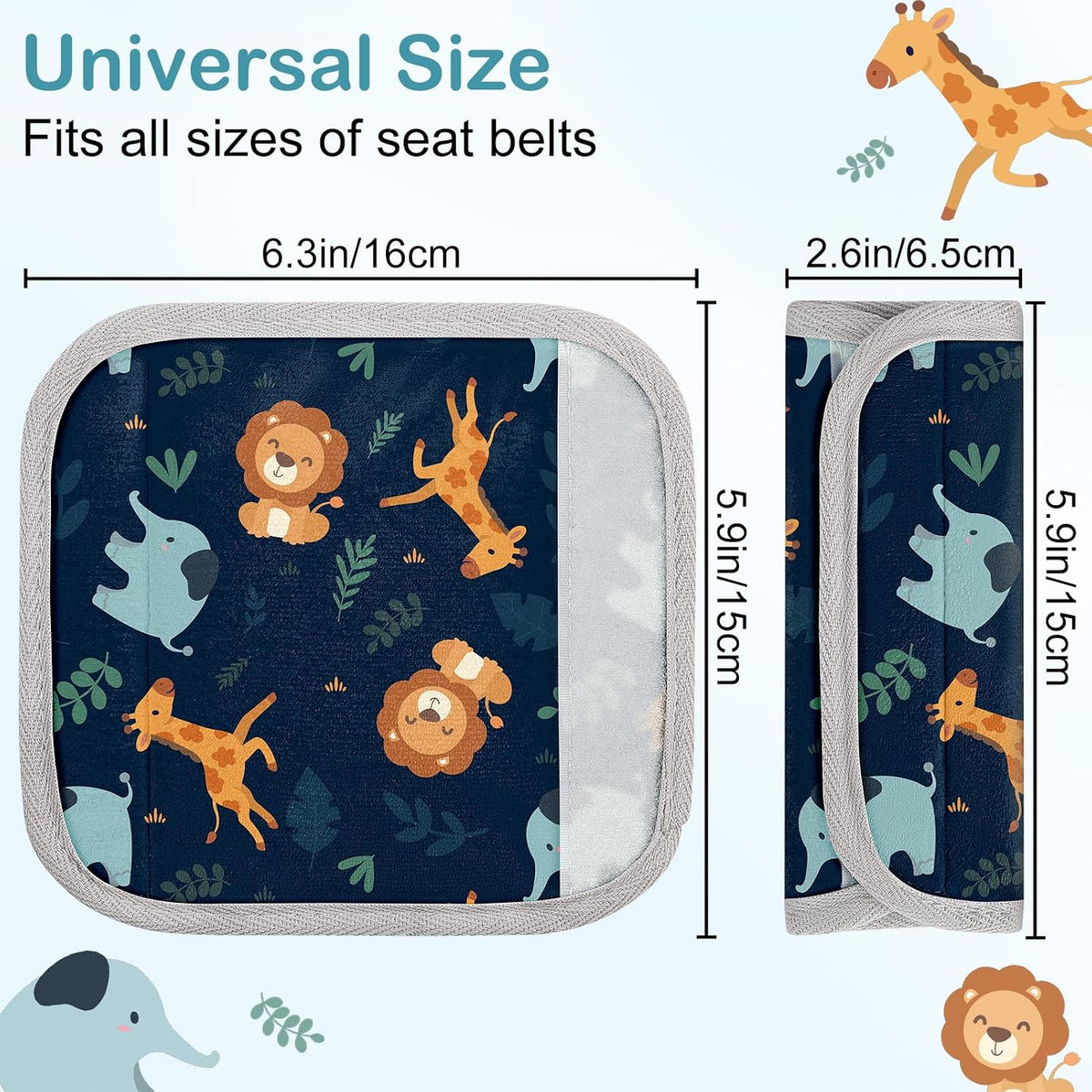 Seat Belt Cover Pad for Baby, Soft Seatbelt Cushion Covers for Kids 2Pcs Car Seat Strap Shoulder Pads for All Car Seats, Stroller, High Chair,Blue Dinosaur