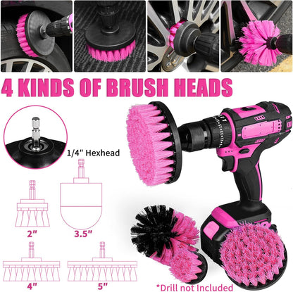 17pcs Car Cleaning Kit, Pink Car Interior Detailing Kit with High Power Handheld Vacuum, Detailing Brush Set, Windshield Cleaner, Cleaning Gel, Complete Auto Accessories for Women Gift