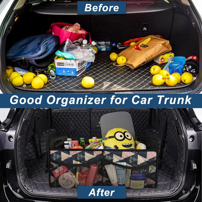 Deosk Car Trunk Organizer for SUV, Car Organizers and Storage with Reinforced Handles, Car Accessories for Women/Men 50LWaterproof Polyester Trunk Organizer, Black