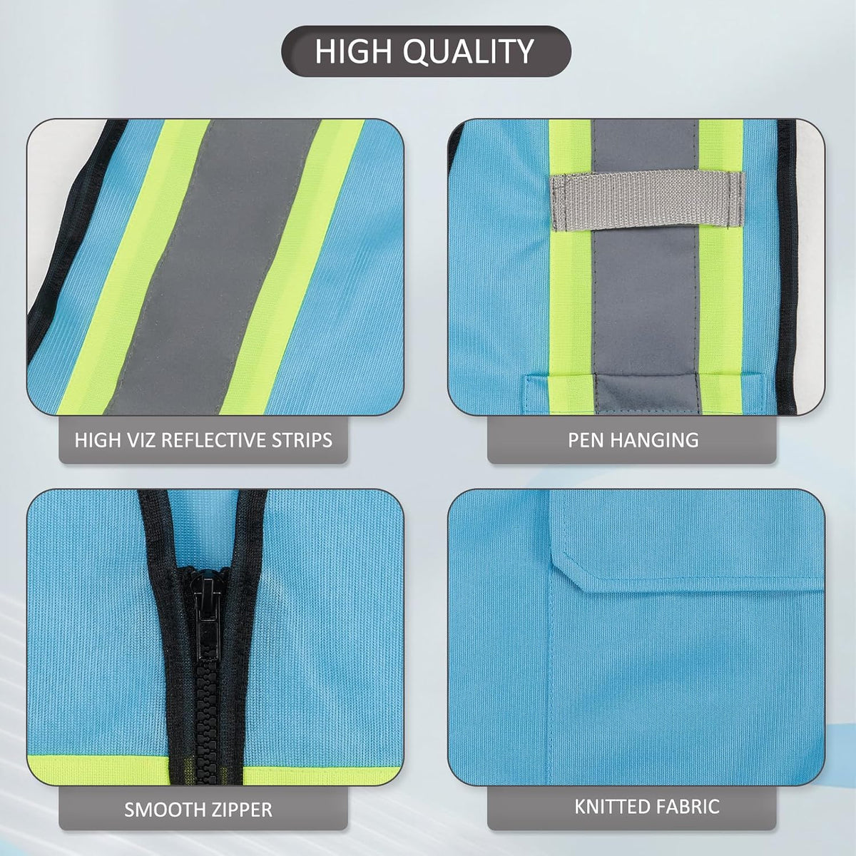 High Visibility Reflective Safety Vest with Zipper and Pockets Orange,M