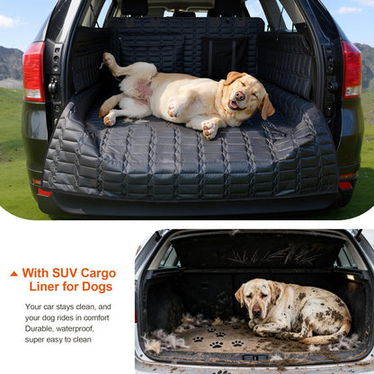 Reliadura SUV Cargo Liner for Dogs, Waterproof Dog Trunk Cover with Bumper Flap Protector, Pet Cargo Mat for SUVs Sedans Vans, Non-Slip Scratchproof Dog Seat Cover, Large Size Universal Fit