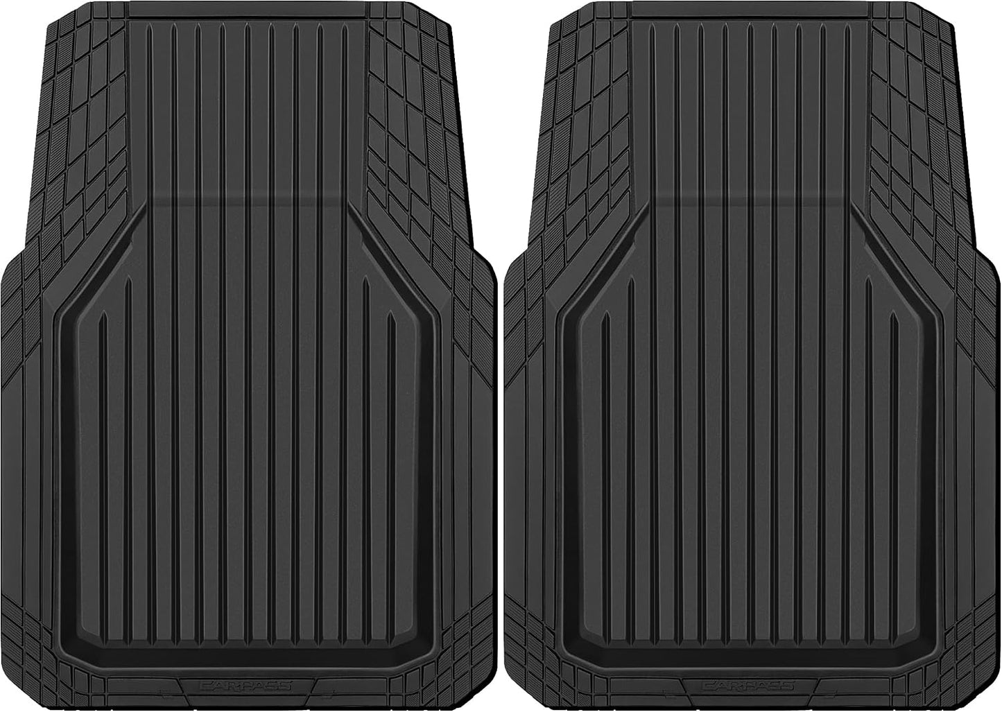 CAR PASS Heavy Duty Rubber Floor Mats for Car, Waterproof Liner Deep Dish Car Mats Full Sets, Universal Trim to Fit for SUV Truck Sedans Vans, All Weather Automotive Floor Mats 3pcs, Solid Black