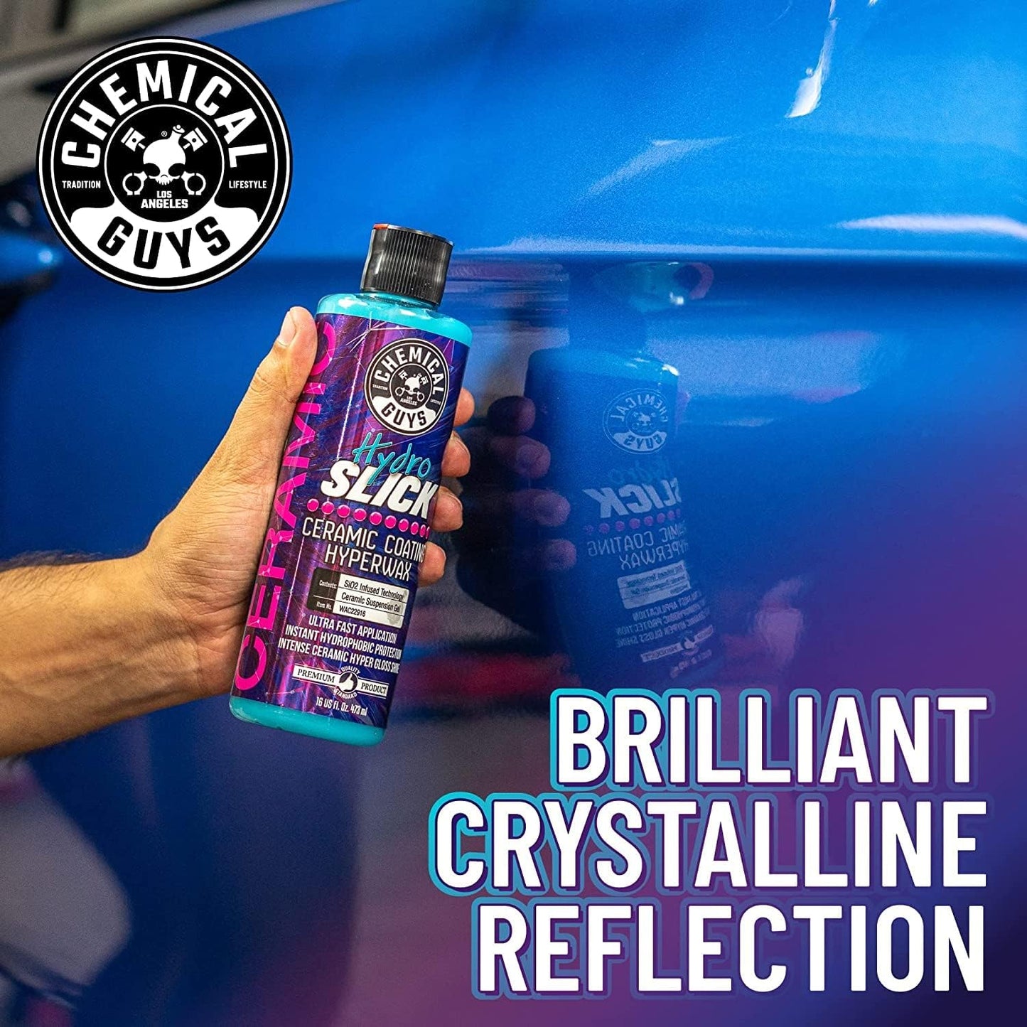 Chemical Guys HOL229 Ultimate Ceramic Coating Kit - HydroSlick HyperWax SiO2 Gel (16 fl oz) for Long-Lasting Shine & Protection, with 2 Premium Microfiber Applicators & 3 Workhorse Towels, (6 Items)