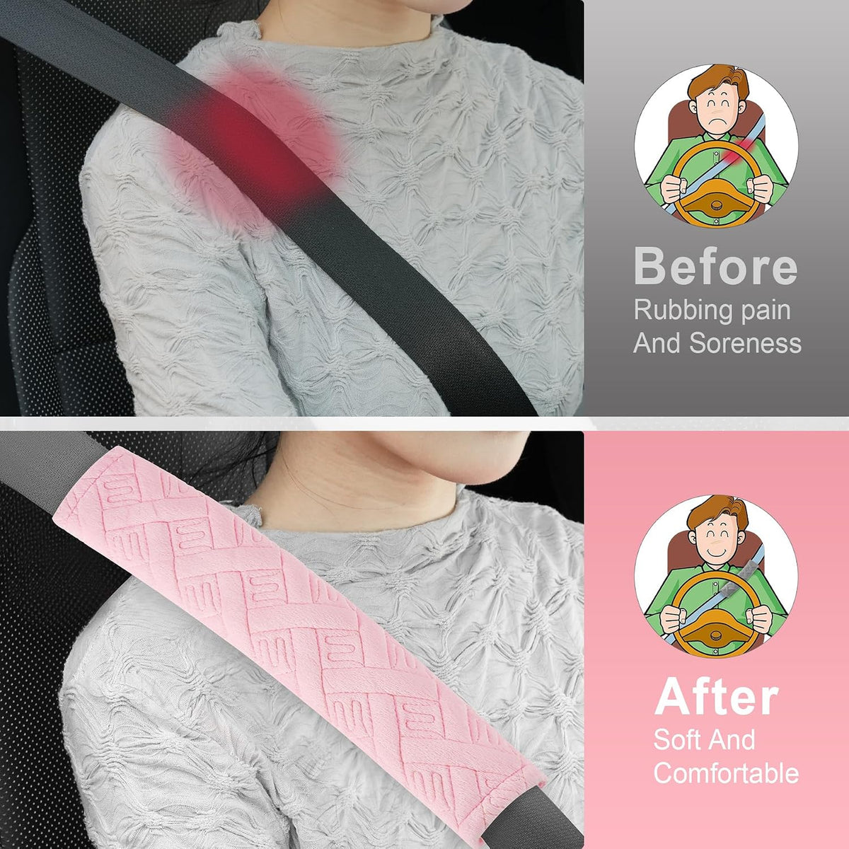 JUSTTOP 2-Pack Universal Car Seat Belt Pads Cover for A More Comfortable Driving, Seat Belt Shoulder Strap Covers Harness Pad for Car Interior Accessories(Black)