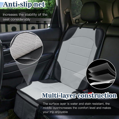 Sinvitron Car Seat Protector for Child Car Seat - Waterproof Non-Slip Leather Mat with 2 Mesh Pockets, Universal Seat Cover for Baby, Pets & Vehicles(2-Pack,Black)