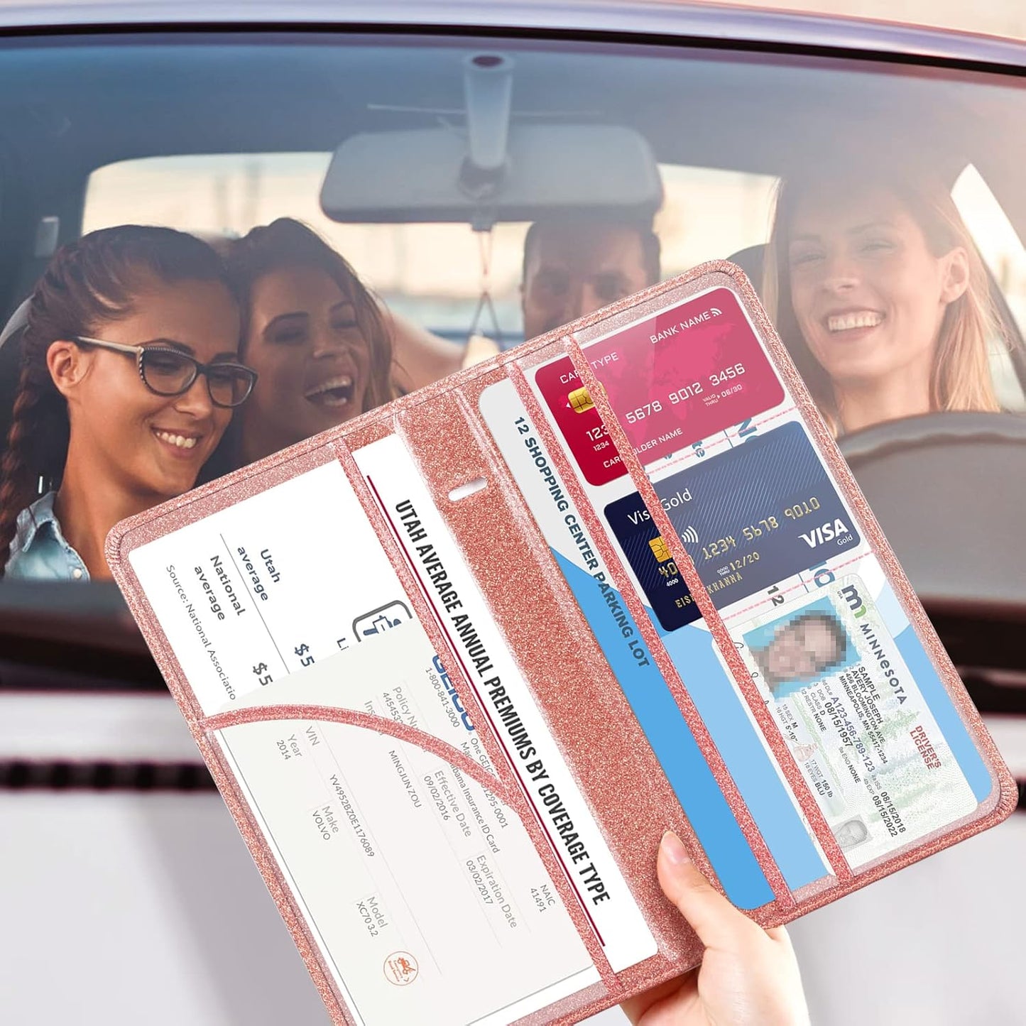 CoBak Car Registration and Insurance Holder - Vehicle Glove Box Car Organizer,Auto Truck Comparment Accessories Case with Magnetic Closure for Driver License,Cards - Colors B