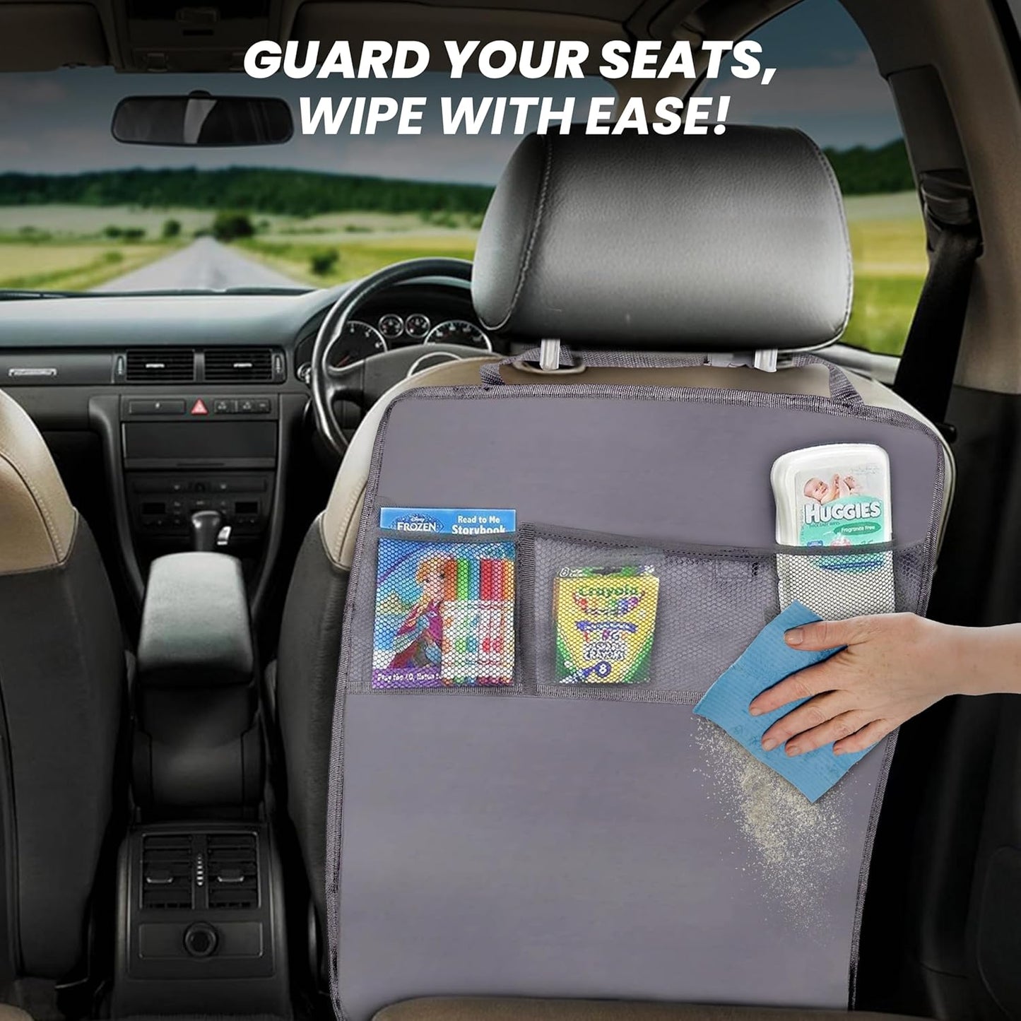 EcoNour Car Kick Mats Back Seat Protector (2 Pack),Car Seat Protector & Backseat Organizer with Storage Pockets for Kids,Waterproof Back Seat Cover for Dirt,Mud & Scratch Protection Travel Accessories