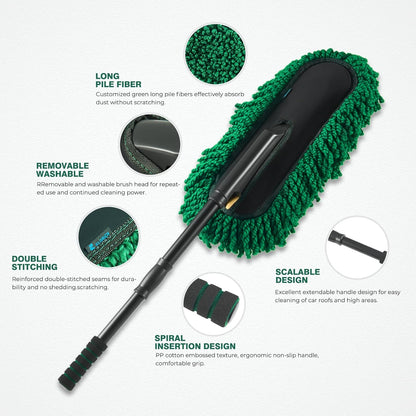 FLORICH Large Microfiber Car Duster Kit, Extendable Car Duster Exterior Scratch Free, Car Cleaning Brush Car Interior Detailing Kit, Car Cleaning Supplies for Cars RV Truck Boat