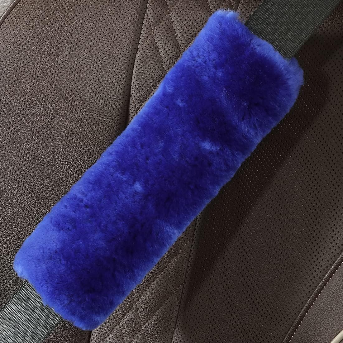 OGLAND Authentic Sheepskin Car Seat Belt Pad,2 Pack Soft Seat Belt Cover for Shoulder Pad Neck Cushion Protector Car Accessories by Genuine Natural Merino Wool (Misty Gray) - Colors B