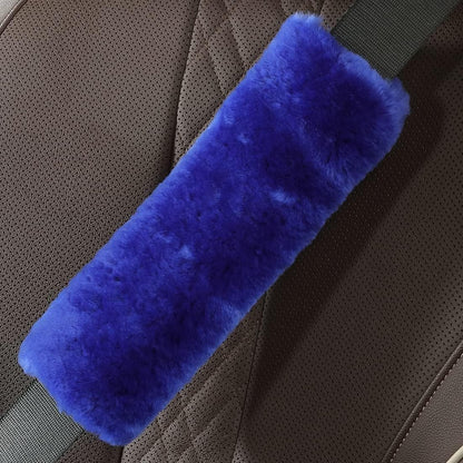 OGLAND Authentic Sheepskin Car Seat Belt Pad,2 Pack Soft Seat Belt Cover for Shoulder Pad Neck Cushion Protector Car Accessories by Genuine Natural Merino Wool (Misty Gray) - Colors B