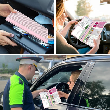 Car Registration and Insurance Holder, Auto Truck Document Holder with Magnetic Shut, Vehicle Glove Box Car Organizer, Interior Car Accessories for Women Men (Bow)