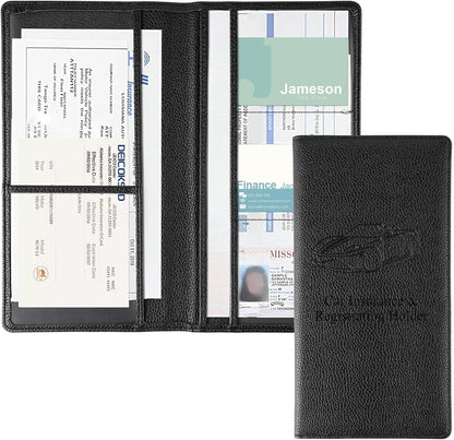 JUSTTOP 1Pack Car Registration and Insurance Holder,Car Document Holder for Cards License with Magnetic Shut,Vehicle Glove Box Car Organizer for Documents, Cards, License(Black)
