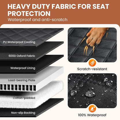 A-Pce 600D Heavy Duty Dog Car Seat Cover for Back Seat, 2026 Upgraded | Hard Bottom Back Seat Extender for Pets- Holds 600lbs, Waterproof Scratch Proof Nonslip Dog Hammock for Cars Trucks and SUVs