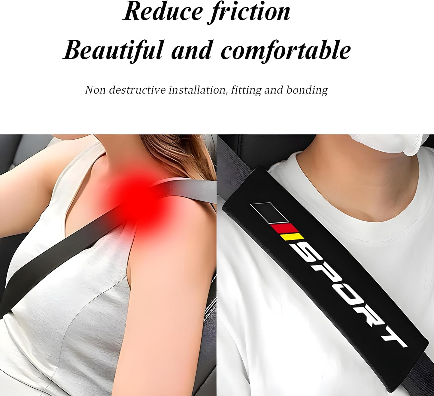 Mandark Car Seat Belt Pad, Vehicle Seatbelt Shoulder Strap Cover for More Comfortable Driving, Auto Interior Safety Belt Protection Cushion Accessories, Universal for SUV, Truck, RV (Black)