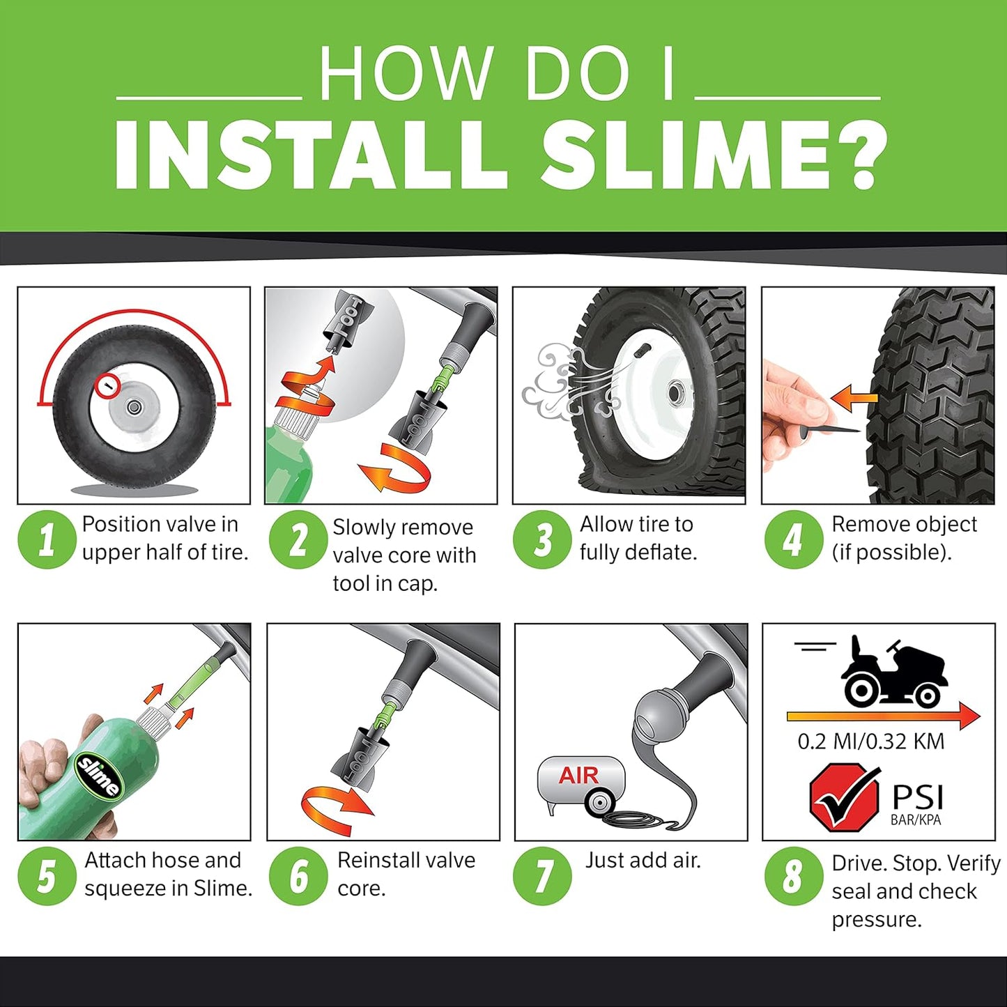 Slime 10011 Flat Tire Puncture Repair Sealant, Emergency Repair for Highway Vehicles, Suitable for Cars/Trailers, Non-Toxic, eco-Friendly, 16 oz Bottle