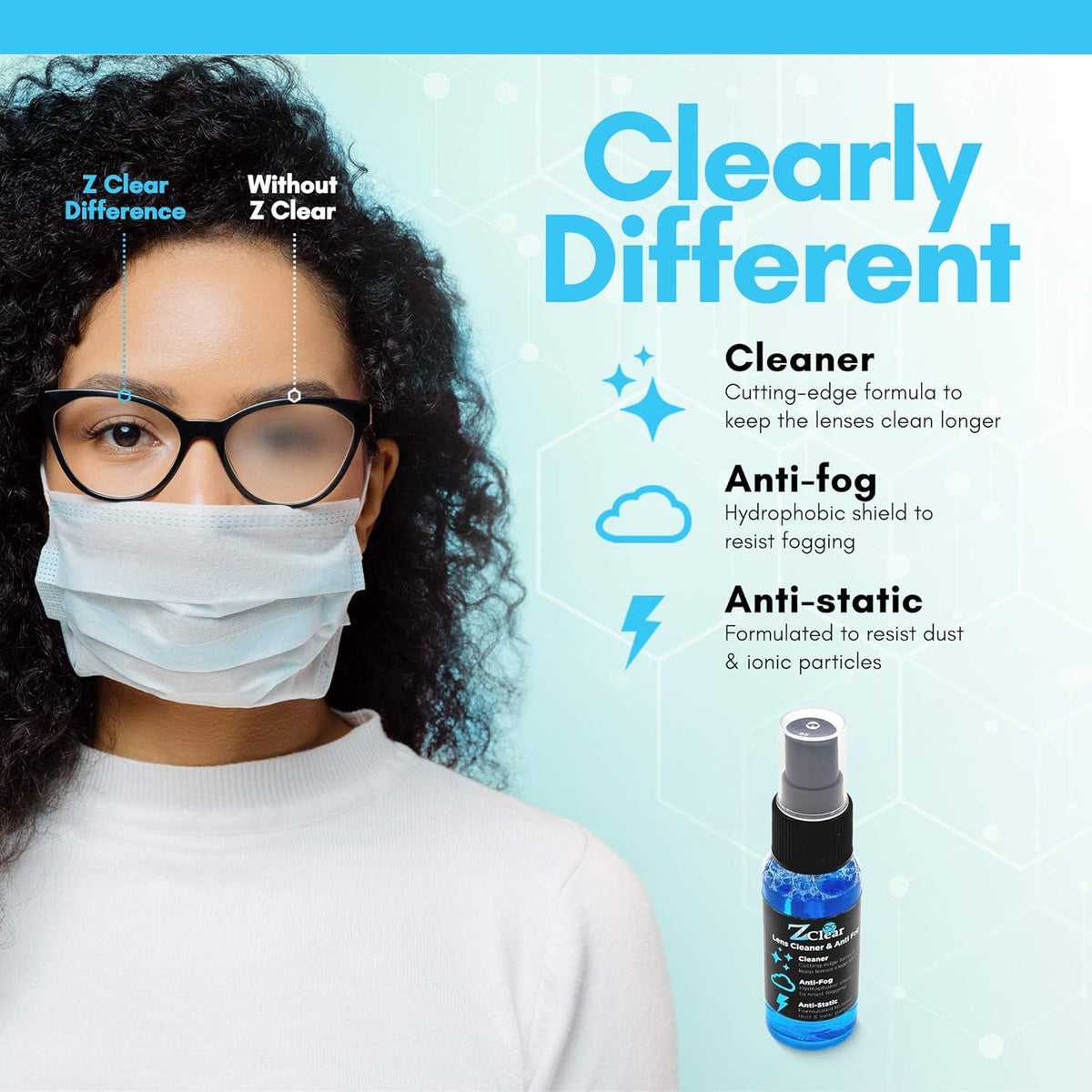 Z Clear 6oz Lens Cleaner Spray for Glasses + Microfiber Cloth | Cleans So Deep Lenses Stay Fog-Free 1-3 Days | Eyeglasses, Goggles, Mirrors, Windshields | Anti-Static, Streak-Free | USA