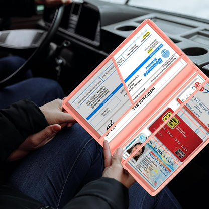 TOURSUIT Car Registration and Insurance Card Holder, Vehicle License Document Glove Box Compartment Organizer, Essential Car Wallet Case for Driver Auto Owners (Carbon Blue)