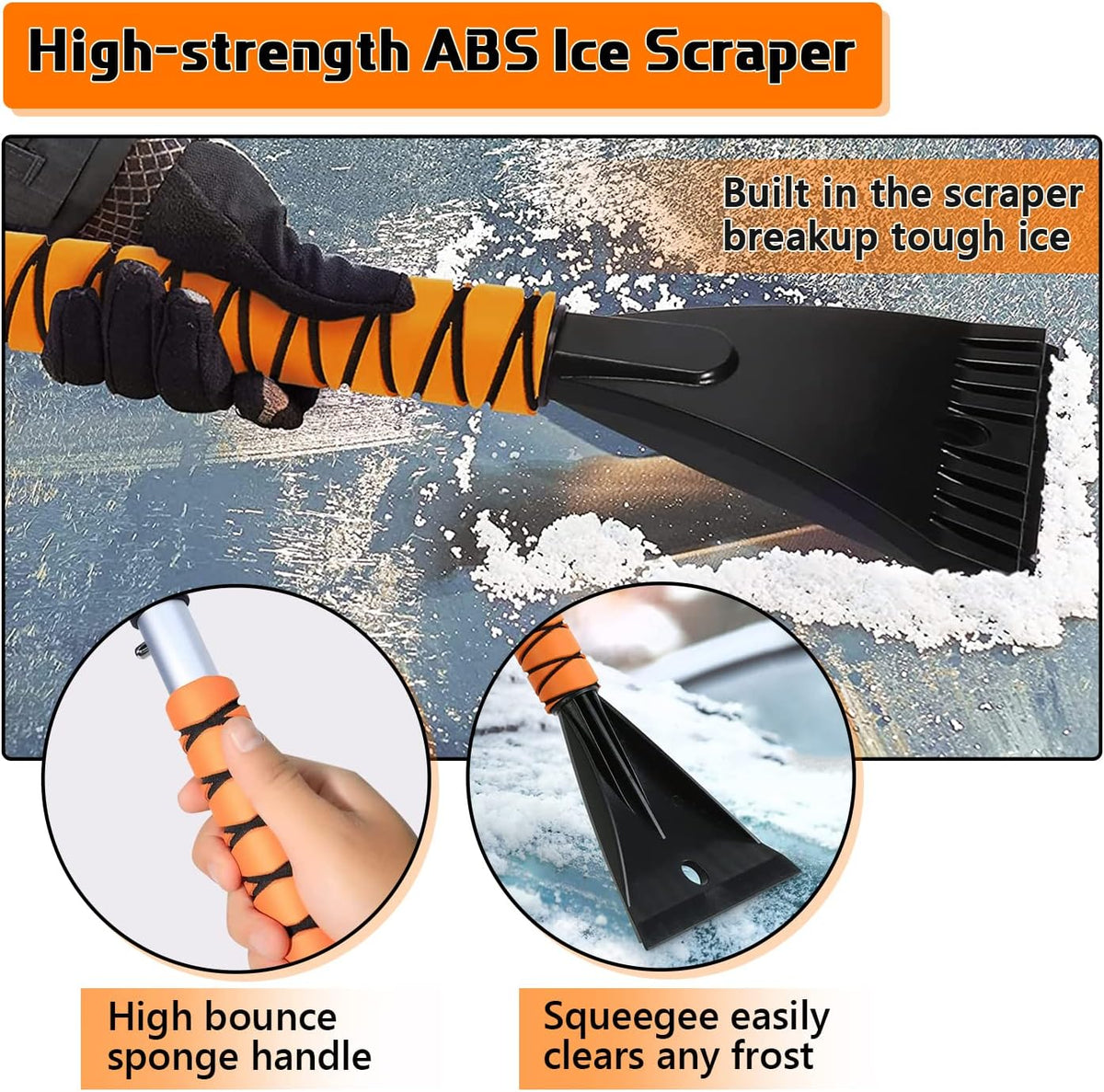 27" Snow Brush and Ice Scrapers for Car Windshield, Trucks, Car Accessories | 2 in 1 Detachable Snow Remover with Ergonomic Foam Handle