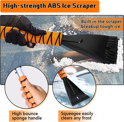 27" Snow Brush and Ice Scrapers for Car Windshield, Trucks, Car Accessories | 2 in 1 Detachable Snow Remover with Ergonomic Foam Handle