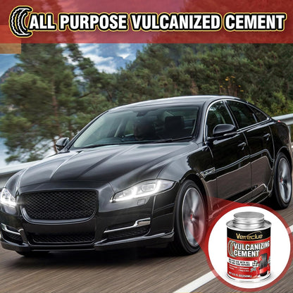 Chemical Vulcanizing Cement, Clear Tire Repair Glue, All Purpose Rubber Cement, Heavy Duty Tire Patch Kit with Brush Top Can for Car, Motorcycle, Bike, 8.5Oz