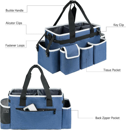 Cleaning Caddy,Cleaning Bag for Housekeepers,Cleaning Supplies Organizer with Handle,Black