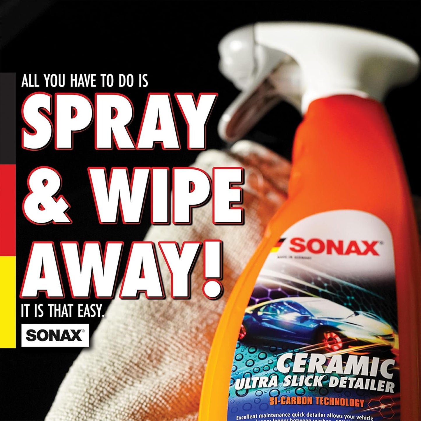 SONAX Ceramic Ultra Slick Detailer | Ceramic Quick Spray Detailer | Si Carbon Ceramic | Durable High Shine Detailer | Slick to the Touch Detailer | Waterless Wash | 750ml | 25.4 fl. Oz. | 268400