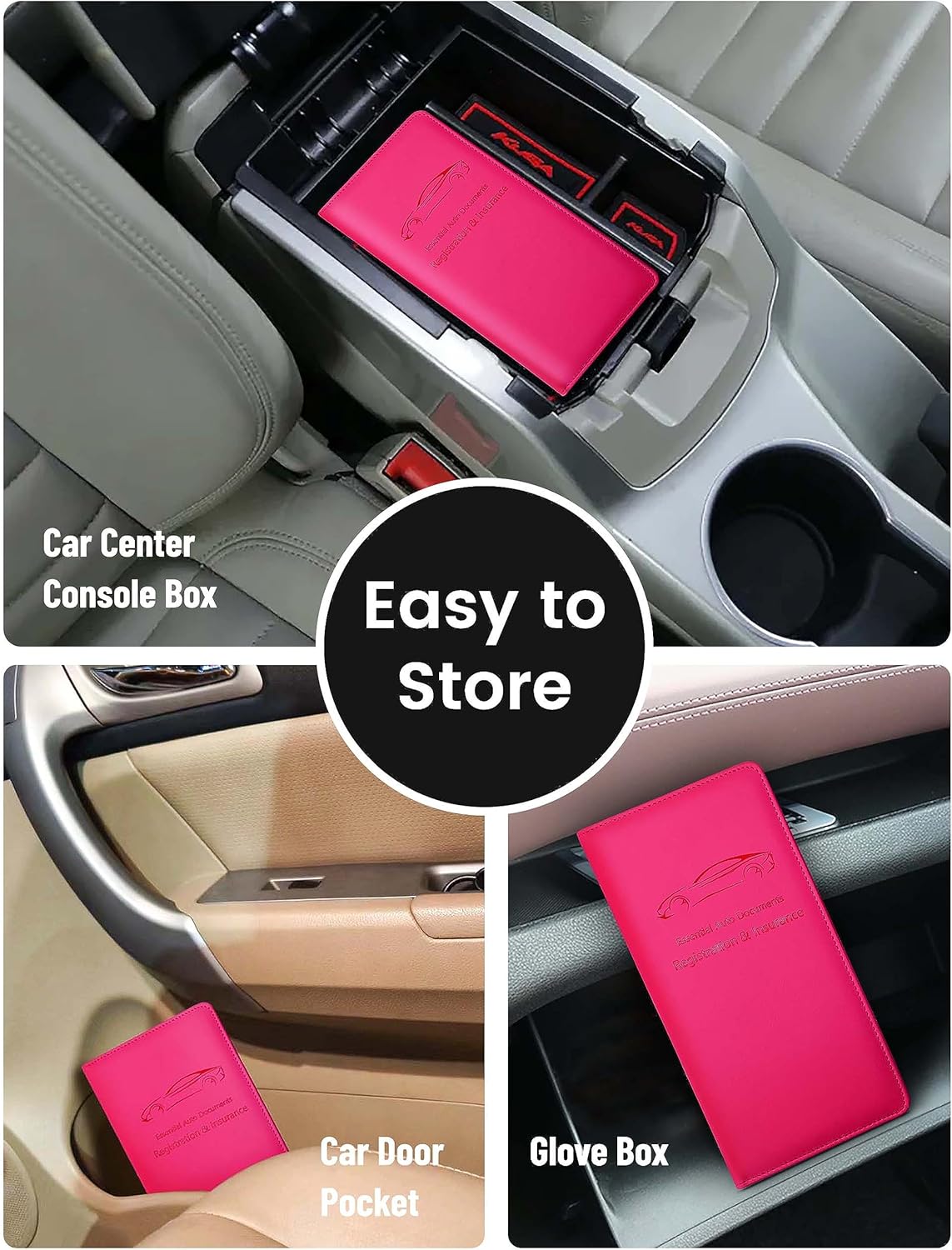 Yarnic Leopard Car Registration and Insurance Holder, Car Document Holder with Magnetic Closure, Car Organizer Vehicle Glove Box Compartment Organizer, Car wallet Case for Teens Men Women